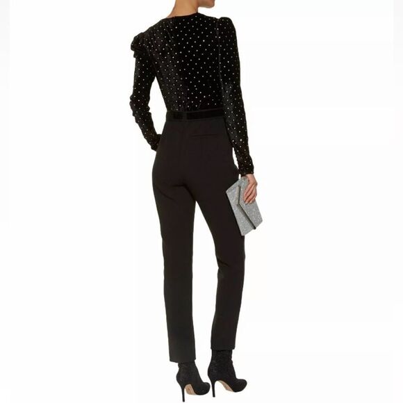 Self Portrait Guipure Black Jumpsuit Lace Trimmed Embellished Size 4 - Picture 9 of 17